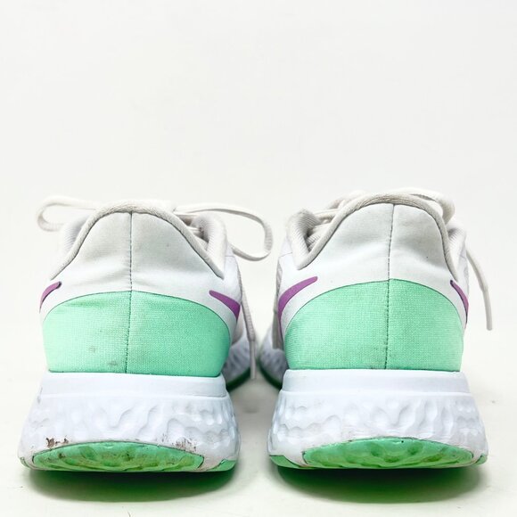 Nike Revolution 5 Womens Running Shoe White Pink Green BQ3207-111 Size 8 - Picture 7 of 16